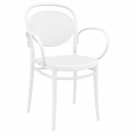 GRILLGEAR 17.3 in. Marcel XL Resin Outdoor Arm Chair, White GR2848046